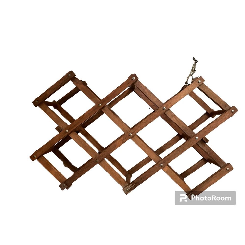 Vintage Foldable Wooden Wine Rack‎ / 8 Bottle Mid Century Modern & Minimalist